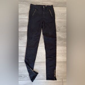 American Eagle Super Stretch High Rise Black Denim Jeans Zip Accents Size 6